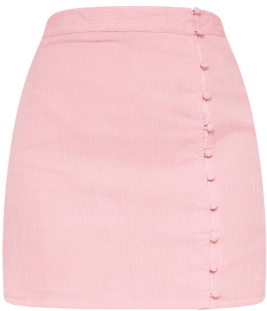 Pink Textured Button Detail Mini Skirt | PrettyLittleThing USA