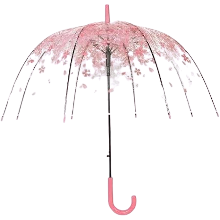 XUANLAN Transparent Cherry Blossom Bubble Dome Umbrella Romantic Clear PoE Stick