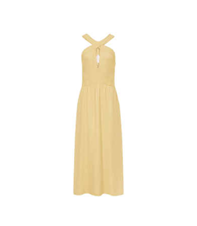 Orla Yellow Halterneck Midi Dress – REISS