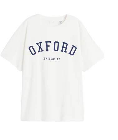 Oversized Printed T-shirt - White/Oxford University - Ladies | H&M US
