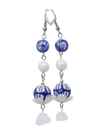 blue and white earring