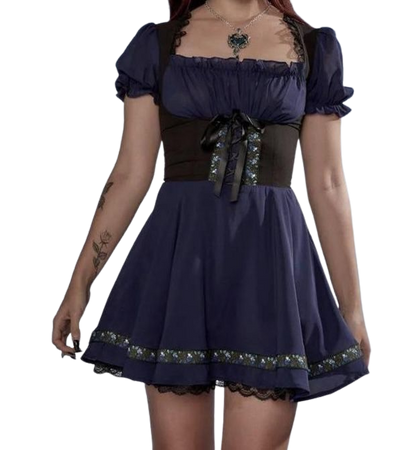 widow blue milkmaid dress