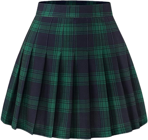 Amazon.com: Women’s Pleated Skirt Plaid Skirt High Waist Uniform School Skirts Skater Tennis Skirt with Stretchy Band Green Navy Plaid XL : Clothing, Shoes & Jewelry