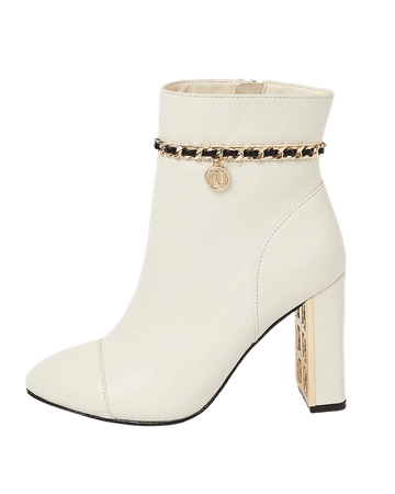 White wide fit chain detail ankle boots | River Island