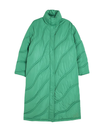 Green longline puffer coat | River Island