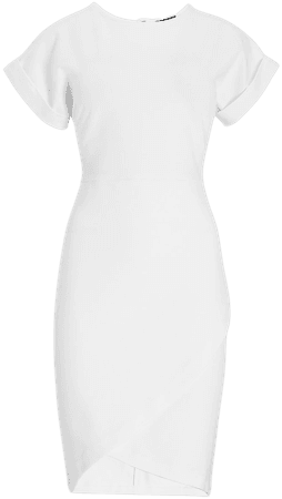 Rolled Sleeve Wrap Front Sheath Dress | Express