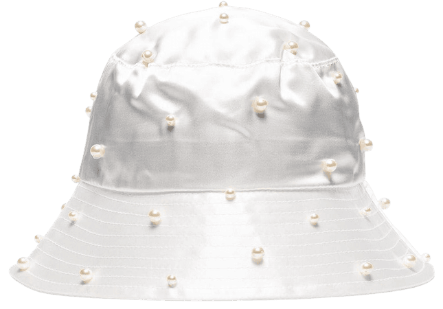 Shop white Jennifer Behr Mallorie pearl-embellished bucket hat with Express Delivery - Farfetch