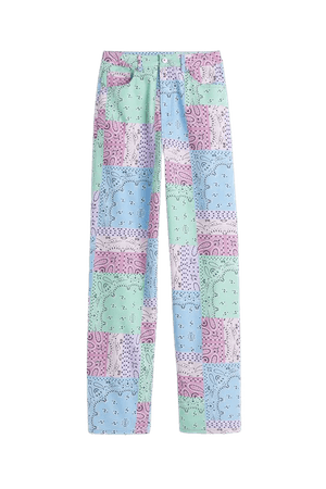 Loose Fit Twill Pants - Light purple/patterned - Ladies | H&M US