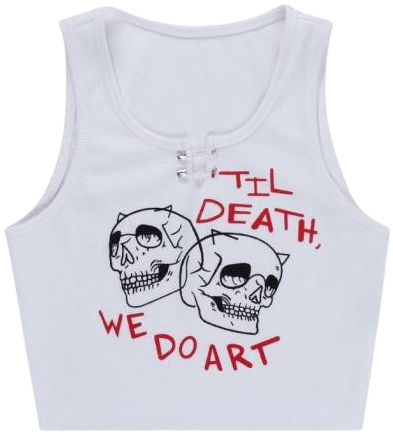 Vintage Clothing - Skull Print Crop Top - y2kaesthetic - Aesthetic Fashion Clothes & Accessories | Grunge, eGirl, Soft Girl, Edgy Outfits
