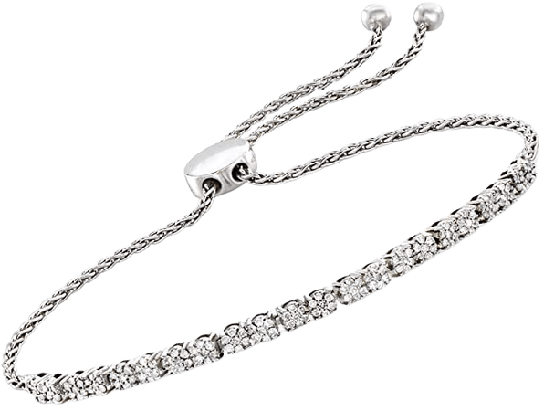 Amazon.com: Ross-Simons 0.50 ct. t.w. Diamond Cluster Bolo Bracelet in Sterling Silver: Clothing, Shoes & Jewelry