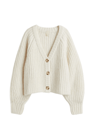 Rib-knit Wool-blend Cardigan - White - Ladies | H&M US