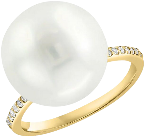 Saks Fifth Avenue Collection 14K Yellow Gold, 14MM Freshwater Pearl, & Diamond Ring