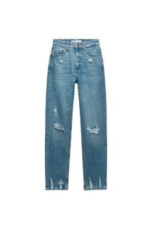 high RIPPED HIGH RISE Z1975 MOM JEANS - Mid-blue, ZARA Canada