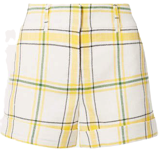 Carito Checked Canvas Shorts - Yellow
