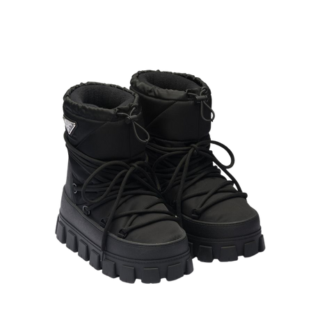 Black Nylon gabardine après-ski boots | Prada