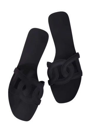 black chain sandals