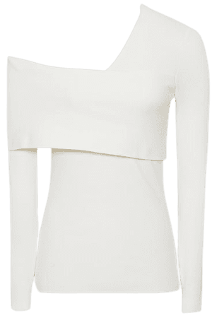 Eliah Cream Knitted Asymmetric Top – REISS