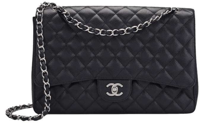 Chanel Black Quilted Caviar Leather Classic Single Flap Bag Maxi Silver Hardware $7,400