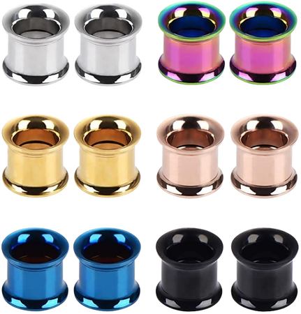 *clipped by @luci-her* Stainless Steel Ear Gauges Screwed Flesh Tunnels Plugs Expander Stretcher Body Piercing Jewellry, 00 Gauge, 6 Colors: Jewelry