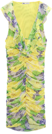PRINTED TULLE DRESS - yellow | ZARA United States