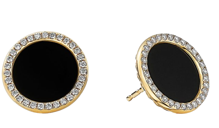 Elements 18K Gold & Pave Diamond Button Earrings