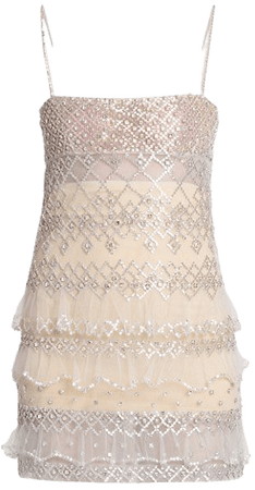 Shop Valentino Tiered Crystal-Embroidered Minidress | Saks Fifth Avenue