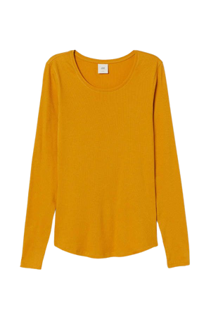 Long-sleeved Jersey Top - Yellow