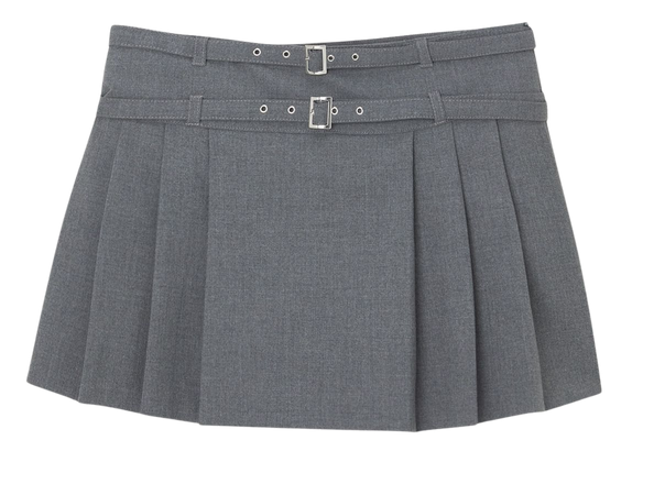 Skort with box pleats and double belt - pull&bear