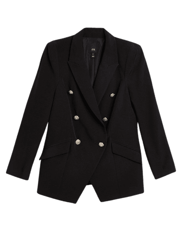 Black tailored double breasted blazer | River Island