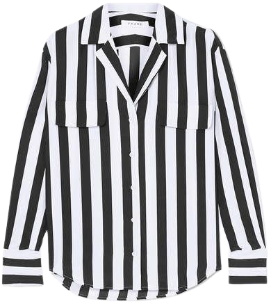 Striped Washed-silk Shirt - Black