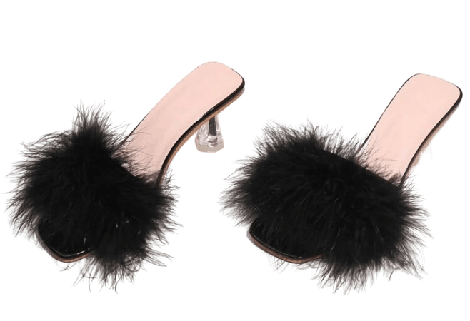 fur black heels