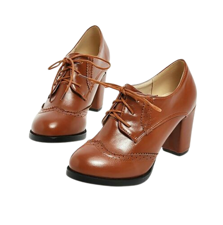 Brown brogue heels