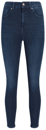 High Waisted Flexx Dark Wash Cropped Skinny Jeans | Express