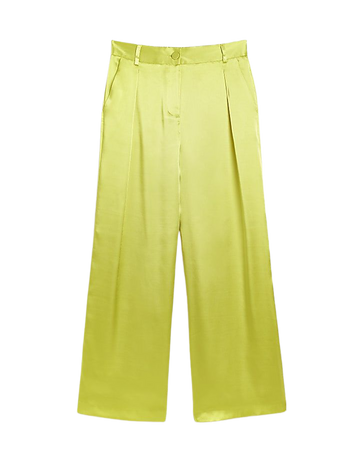 Yellow satin wide leg trousers | River Island