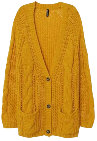 yellow Cable knit cardigan
