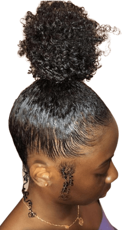 sleek Natural Curly top knot