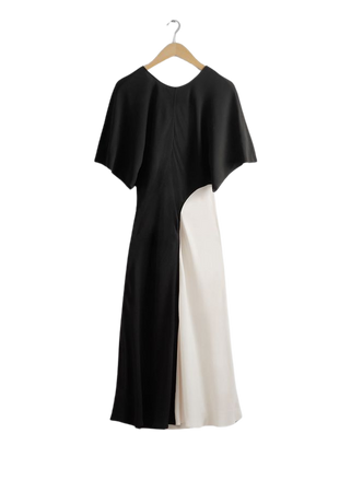 Satin Midi Dress - Black/White - Midi dresses - & Other Stories US