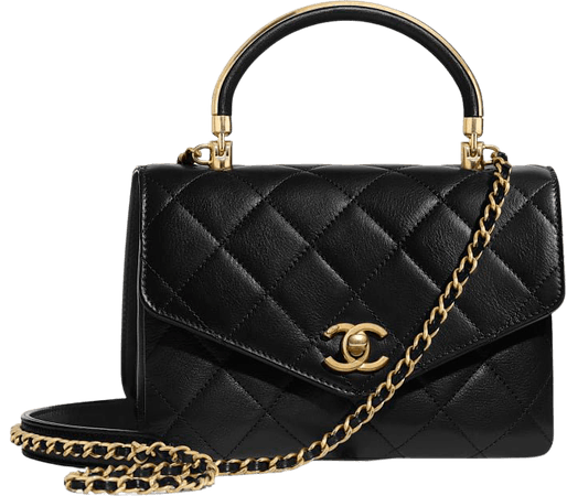 Small Flap Bag With Top Handle, calfskin & gold-tone metal, black - CHANEL