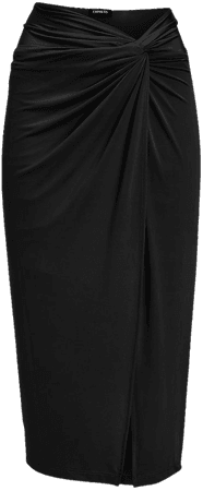 Body Contour Built-in Compression High Waisted Twist Front Midi Skirt | Express