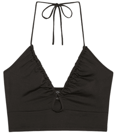 Cropped black keyhole top - Black - Monki WW