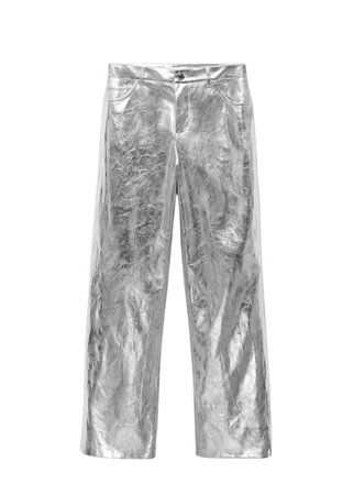 Metalised wideleg trousers - Women | Mango USA