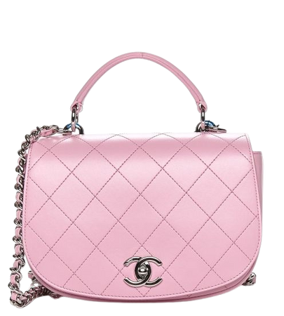 CHANEL Calfskin Stitched Ring My Bag Flap Crossbody Pink 184650