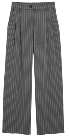 Straight leg trousers - Grey pinstripes - Trousers - Monki WW