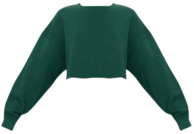 Dark Green Overdyed Crop Sweater | Tops | PrettyLittleThing CA