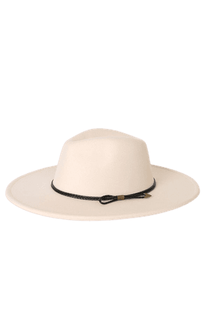 Cream Fedora Hat - Wide Brim Hat - Structured Hat
