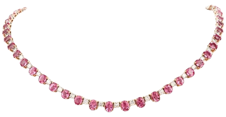 Vintage Pink Sapphire Diamond 18 Karat Gold Choker Necklace