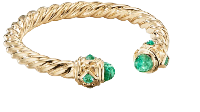 Shop David Yurman 18kt yellow gold 2.3mm Renaissance emerald ring with Express Delivery - FARFETCH