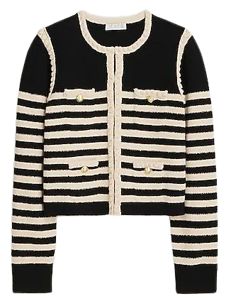 J.Crew: Odette Sweater Lady Jacket In Striped Bouclé For Women