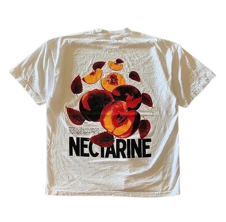 white nectarine print T-shirt