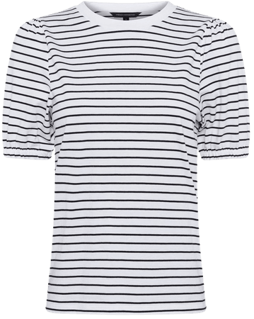 Striped Puff Sleeve T-Shirt | New Arrivals | French Connection Usa